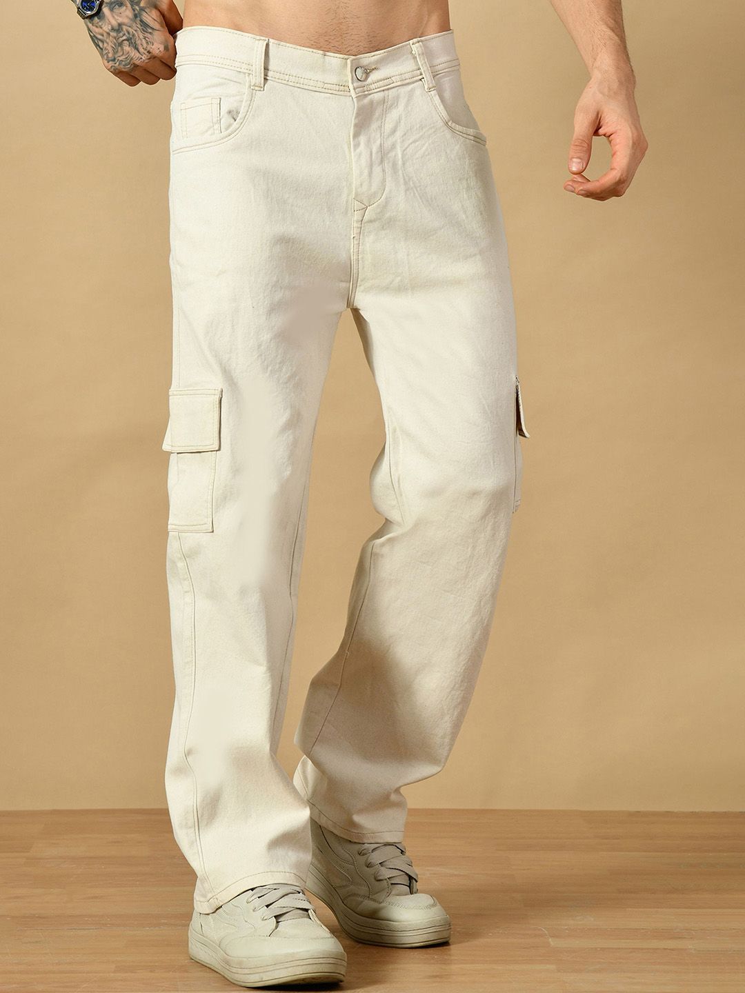 MaverIQ Men Classic Boyfriend Fit Mid-Rise Stretchable Cargo Styles Jeans