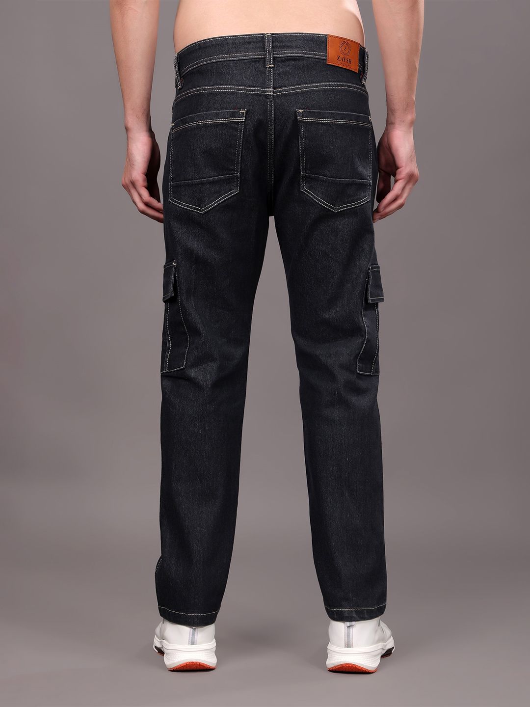 Buy ZAYSH Men Regular Fit Mid-Rise Cotton Denim Cargo Jeans