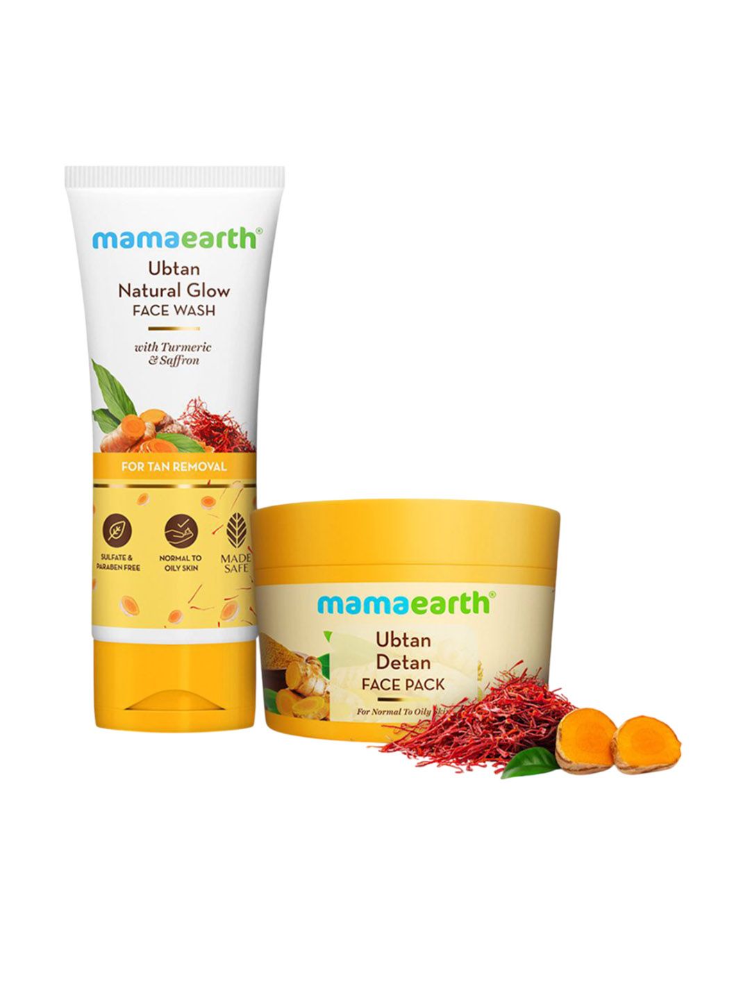 Mamaearth Mamaearth Set Of 2 Ubtan Face Wash -100 ml & Detan Face Pack - 200 g
