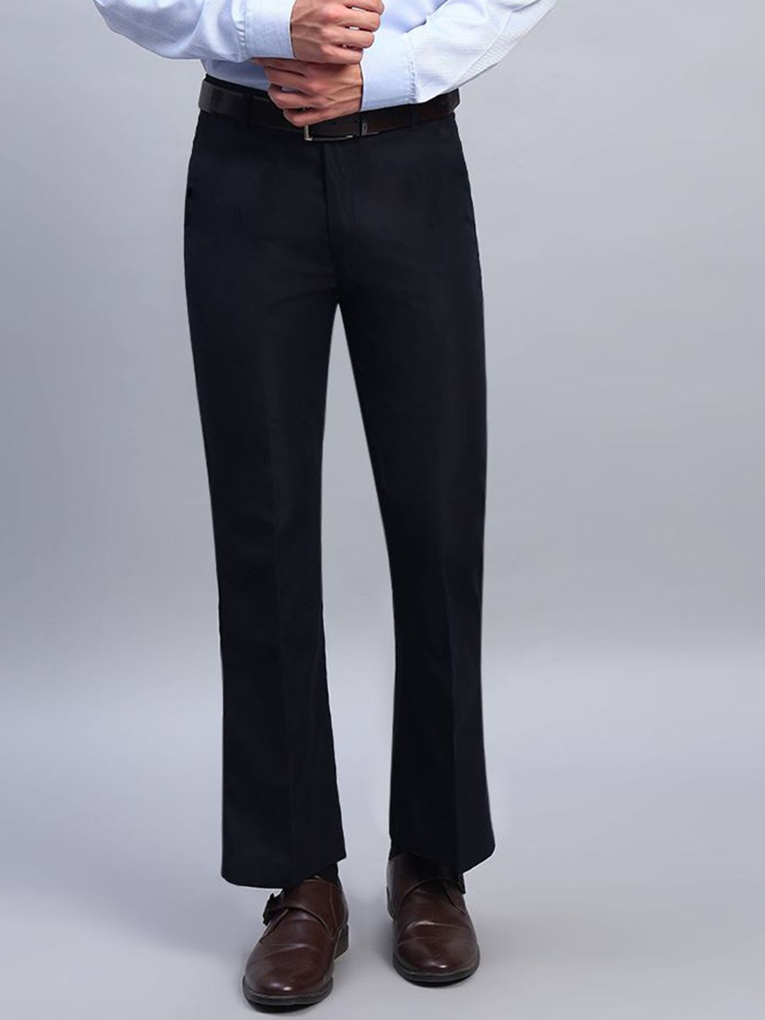 AXNIS Men Smart Easy Wash Mid-Rise Slim Fit Formal Trousers