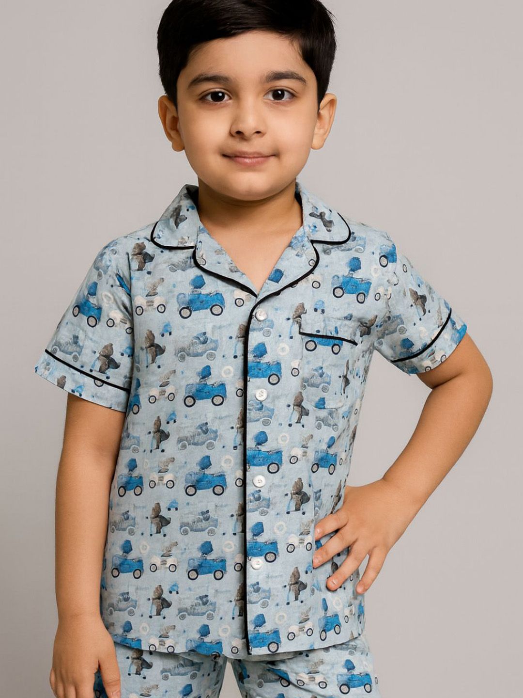 Biglilpeople Kids Graphic Printed Pure Cotton Shirt With Shorts