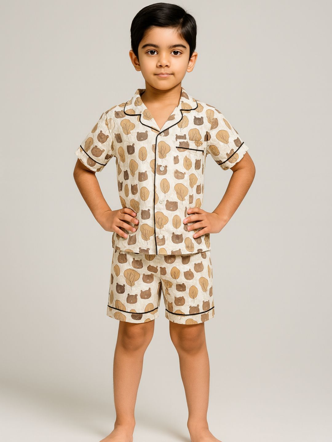 Biglilpeople Kids Abstract Printed Pure Cotton Shirt With Shorts