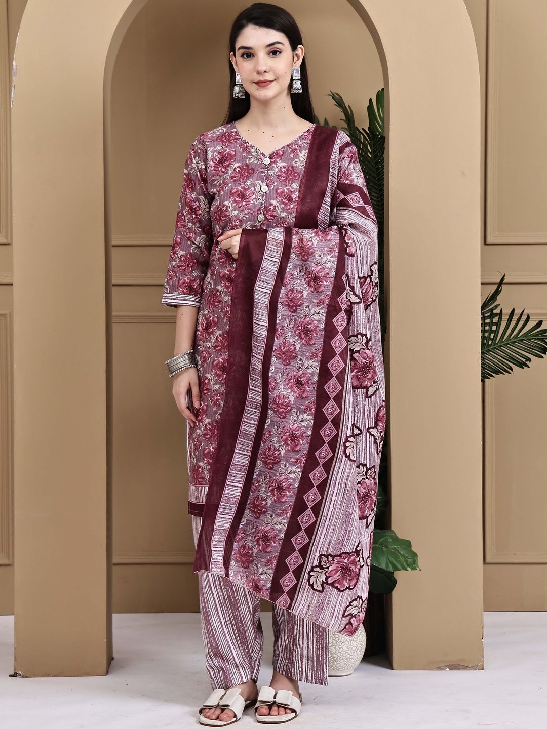 KALINI Women Printed Cotton Blend Kurta Sets With Dupatta