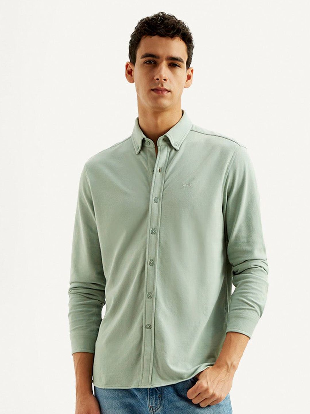 Men Slim Fit Cotton Shirt Levis Men Classic Slim Fit Solid Button-Down Collar Cotton Casual Shirt