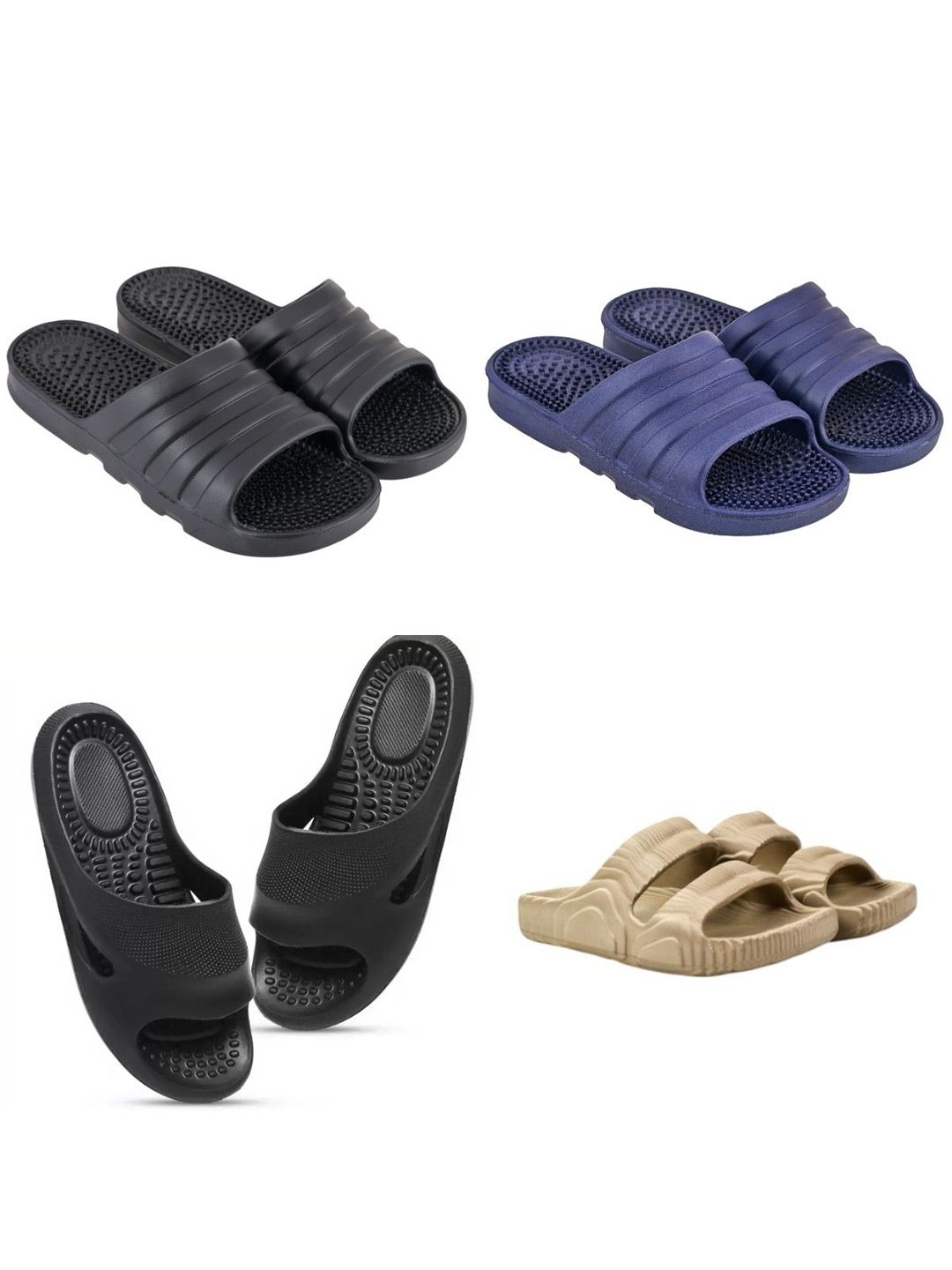 Feel alive Men Set of 4 Pair Self Design Lightweight Sliders