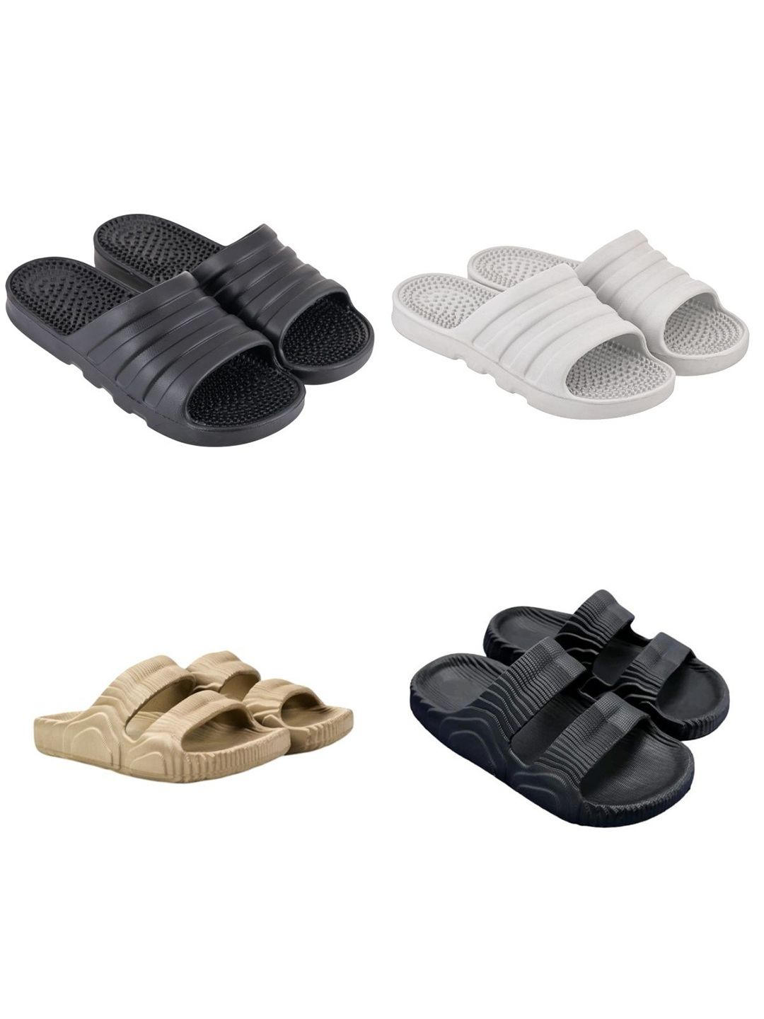 Feel alive Men Set Of 4 Solid Ultra-Comfortable & Lightweight Sliders