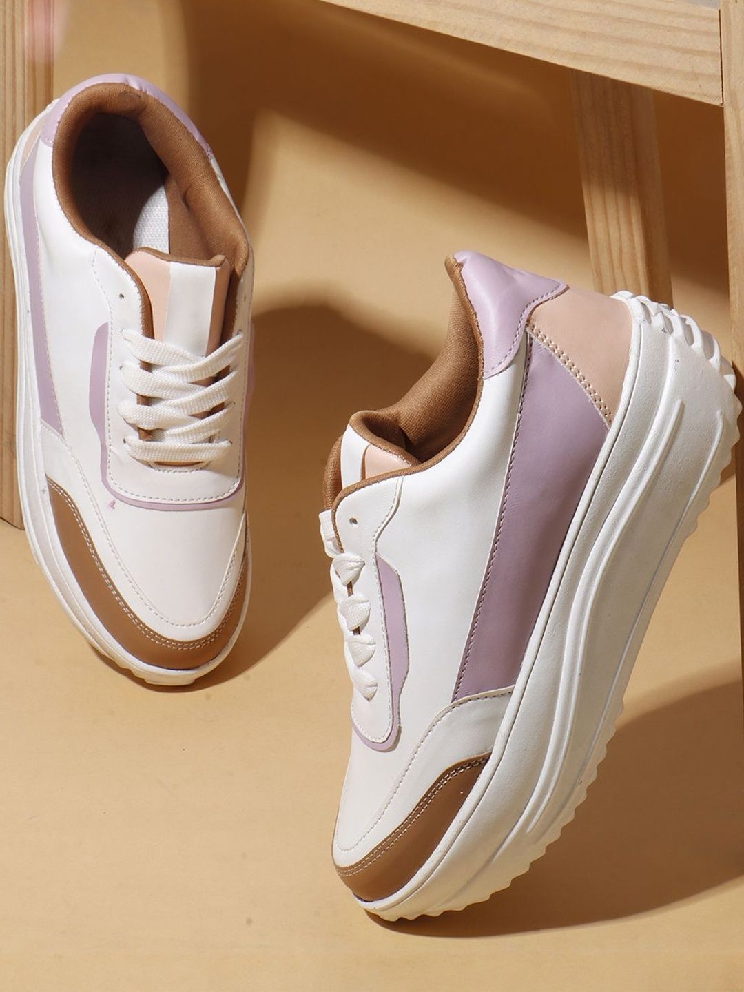 Buy Kook N Keech Women Round Toe Colourblocked Lace-Ups Sneakers