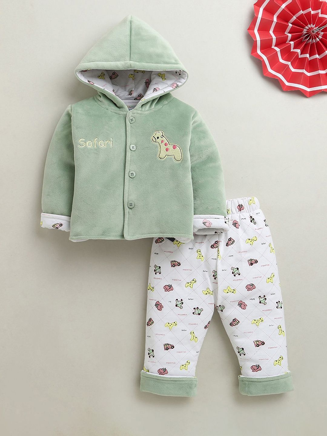 BUMZEE Boys Embroidered Hooded Sweatshirt With Pyjama