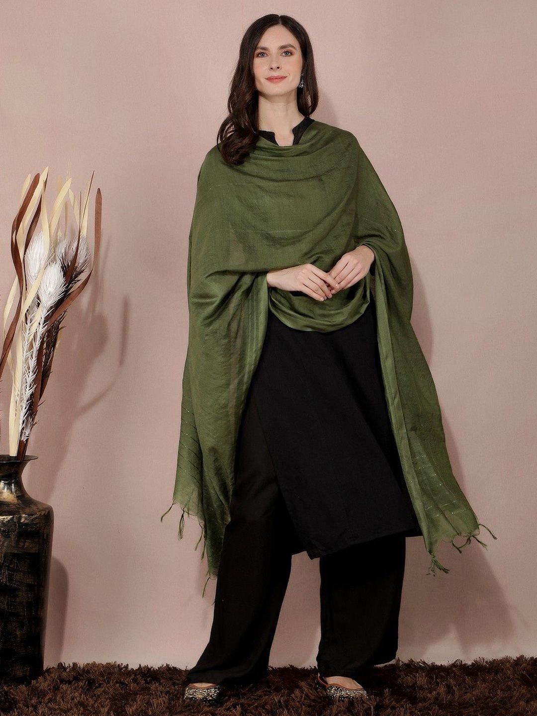 A R SILK DUPATTA HUB Cotton Dupatta With Sequinned