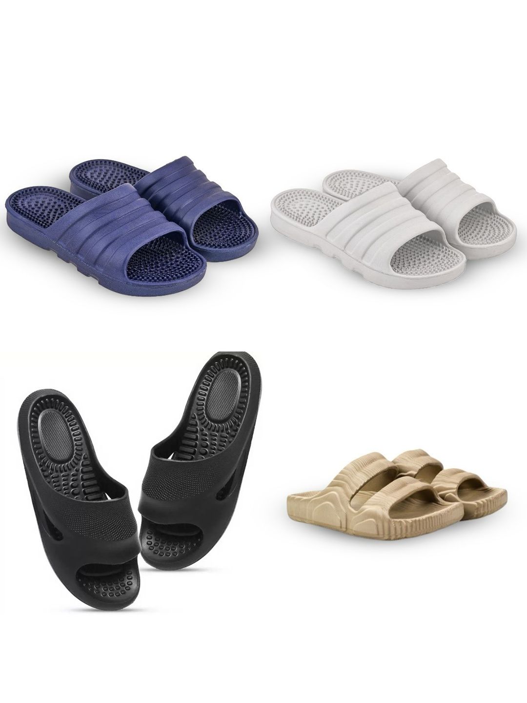 Feel alive Men Pack Of 4 Self Design Lightweight Sliders