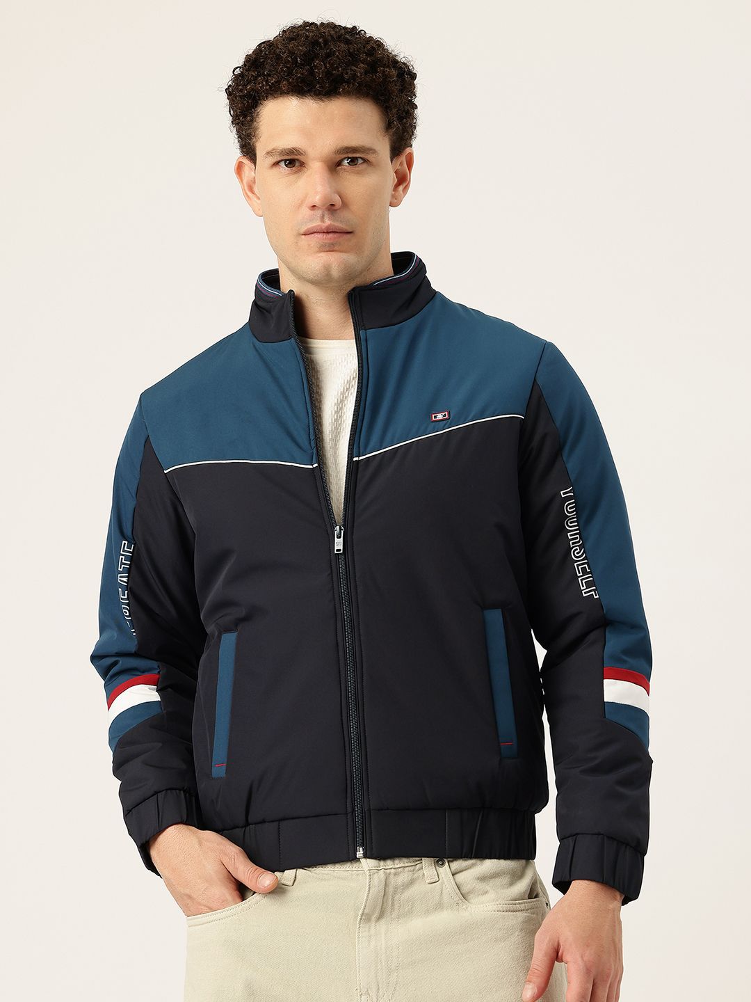 Monte Carlo Colourblocked Mock Collar Bomber Jacket