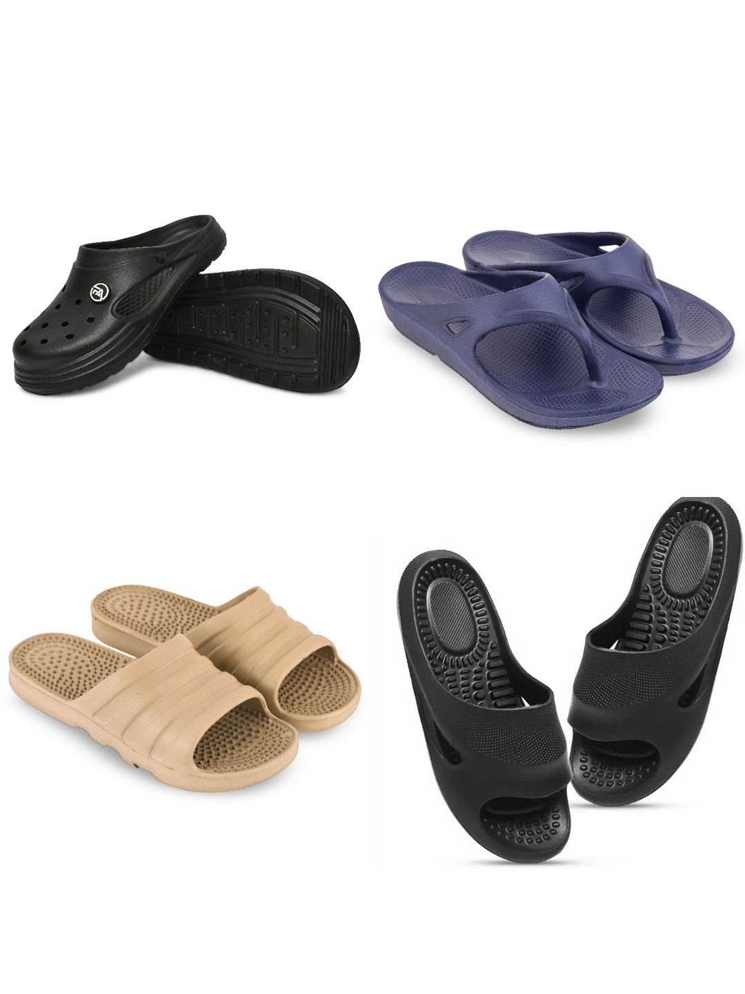 Feel alive Set Of 4 Ultra-Comfortable & Lightweight Thong Flip-Flops & Sliders