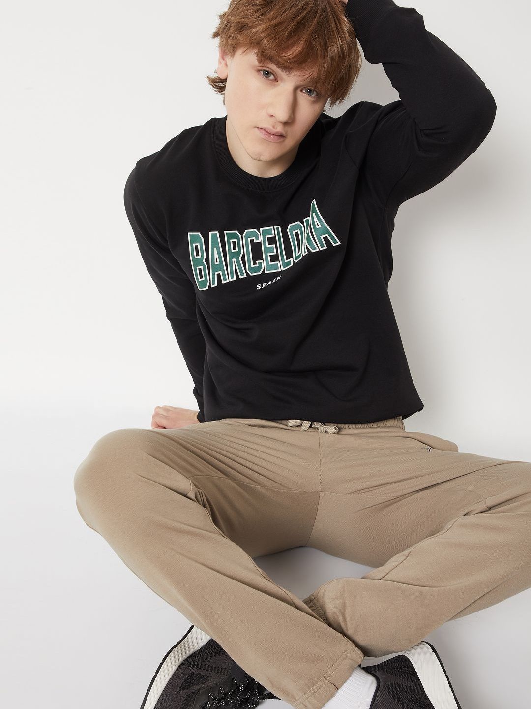 max Typographic Printed Cotton Pullover Sweatshirt