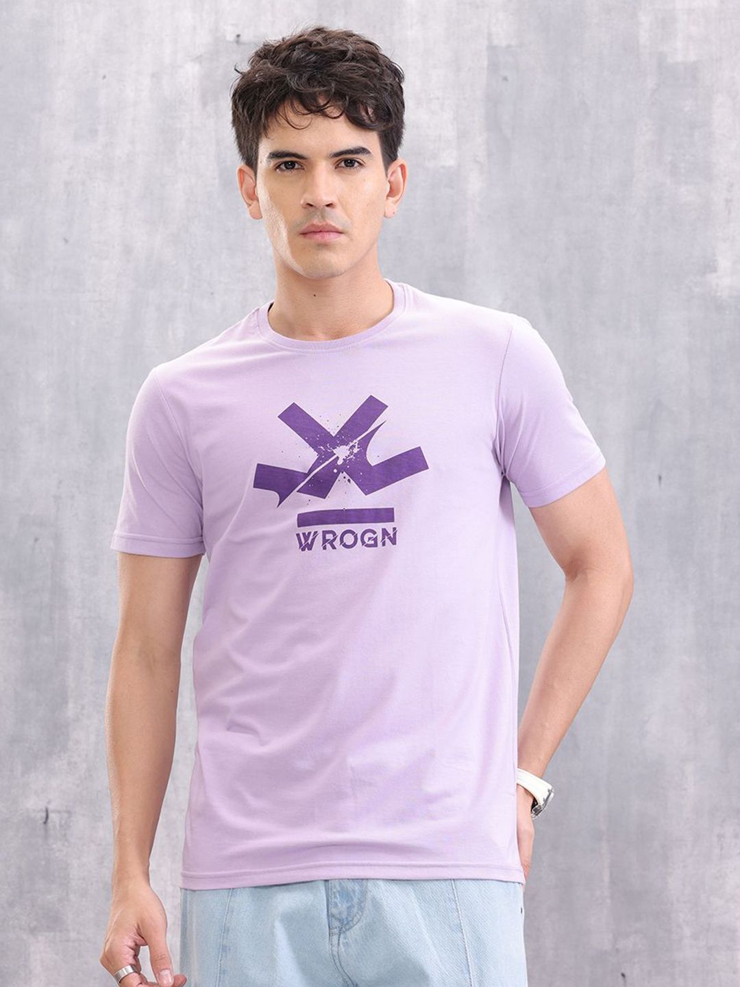 WROGN Graphic Printed Round Neck Cotton Regular Fit T-shirt