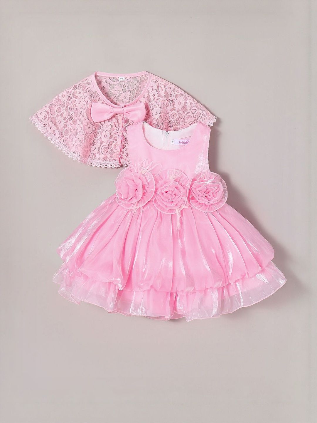 Rose Detail Dress with Lace Cape