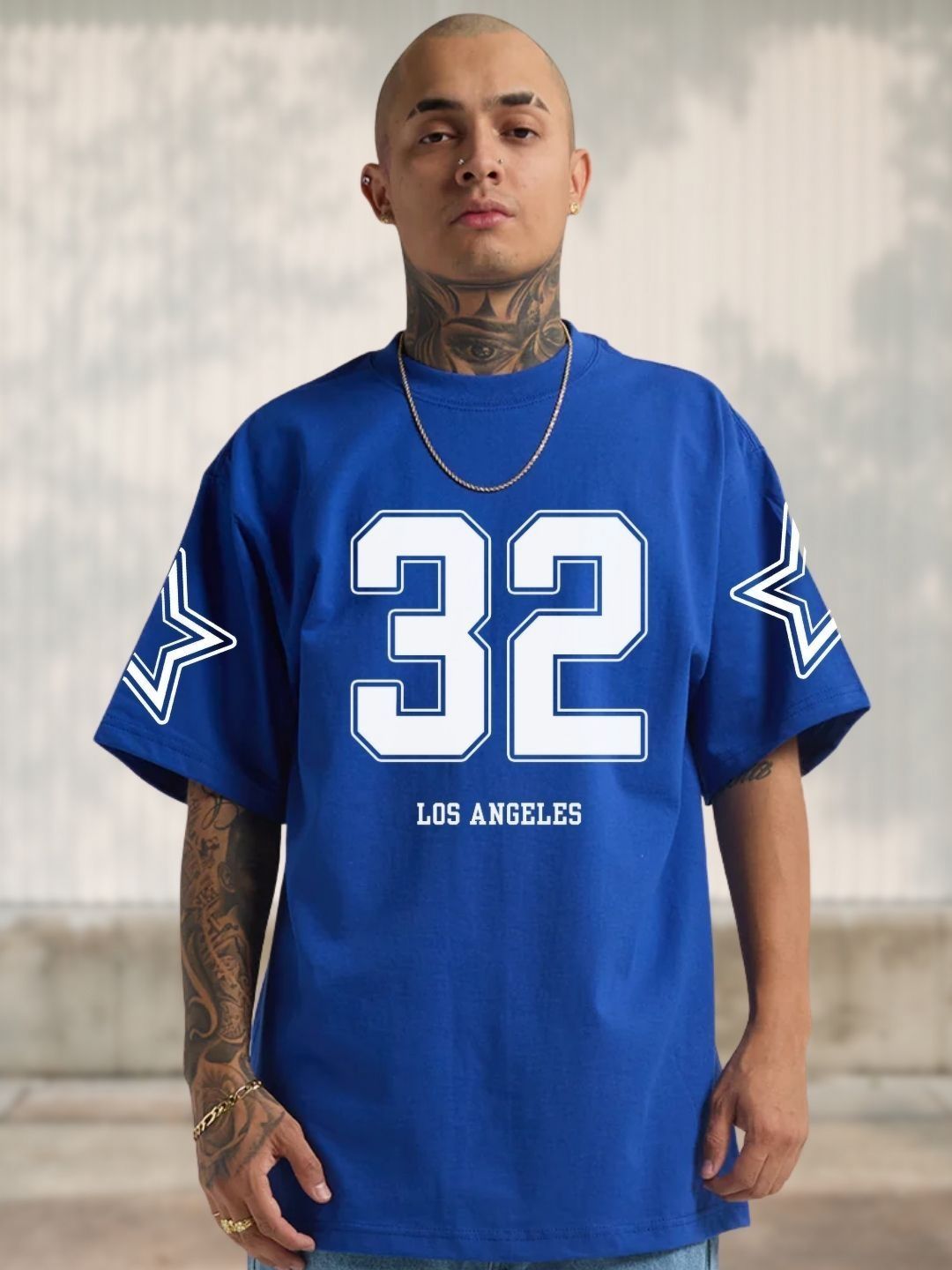 Cool Plus Men Varsity Printed Round Neck Cotton Oversized T-shirt