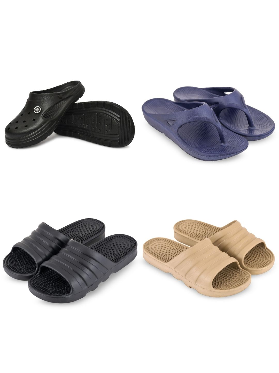 Feel alive Set Of 4 Ultra-Comfortable & Lightweight Thong Flip-Flops & Sliders