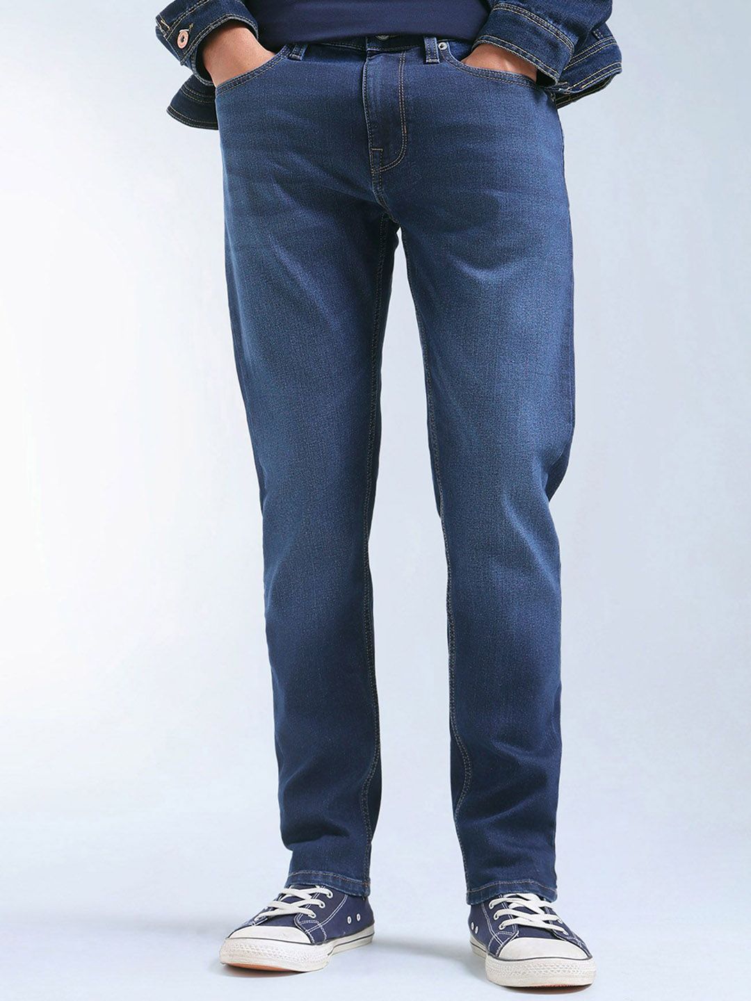 Flying Machine Men Tapered Fit Mid-Rise Light Fade Stretchable Jeans