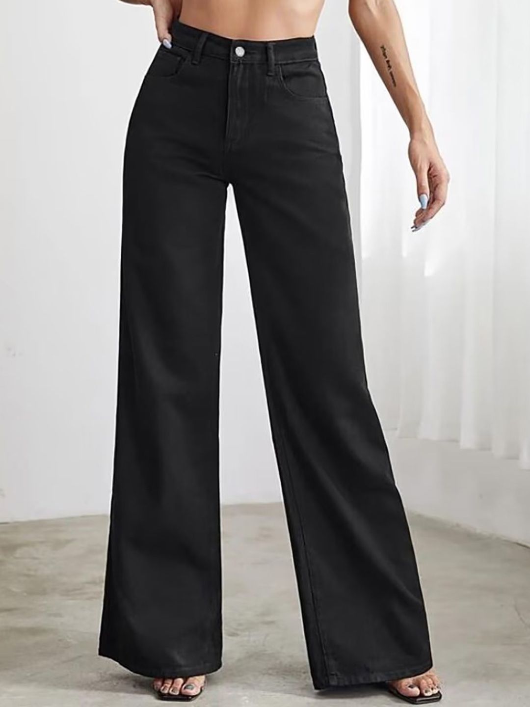 Aadvi Fashion Women Smart Wide Leg High-Rise Jeans