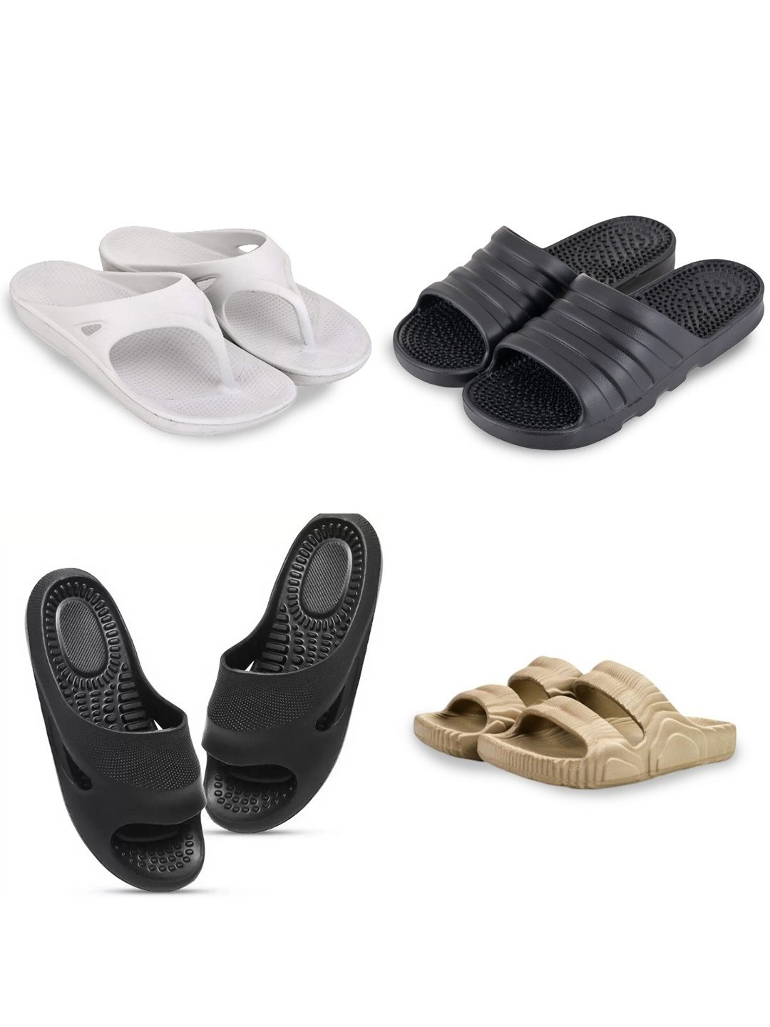 Feel alive Set Of 4 Ultra-Comfortable & Lightweight Thong Flip-Flops & Sliders