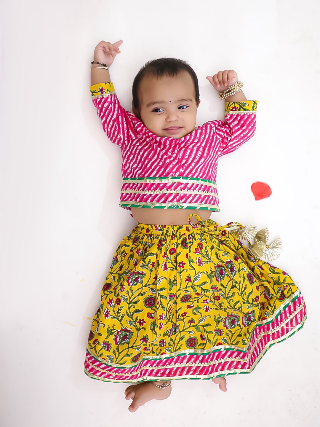 BownBee Girls Printed Pure Cotton Ready to Wear Lehenga & Choli
