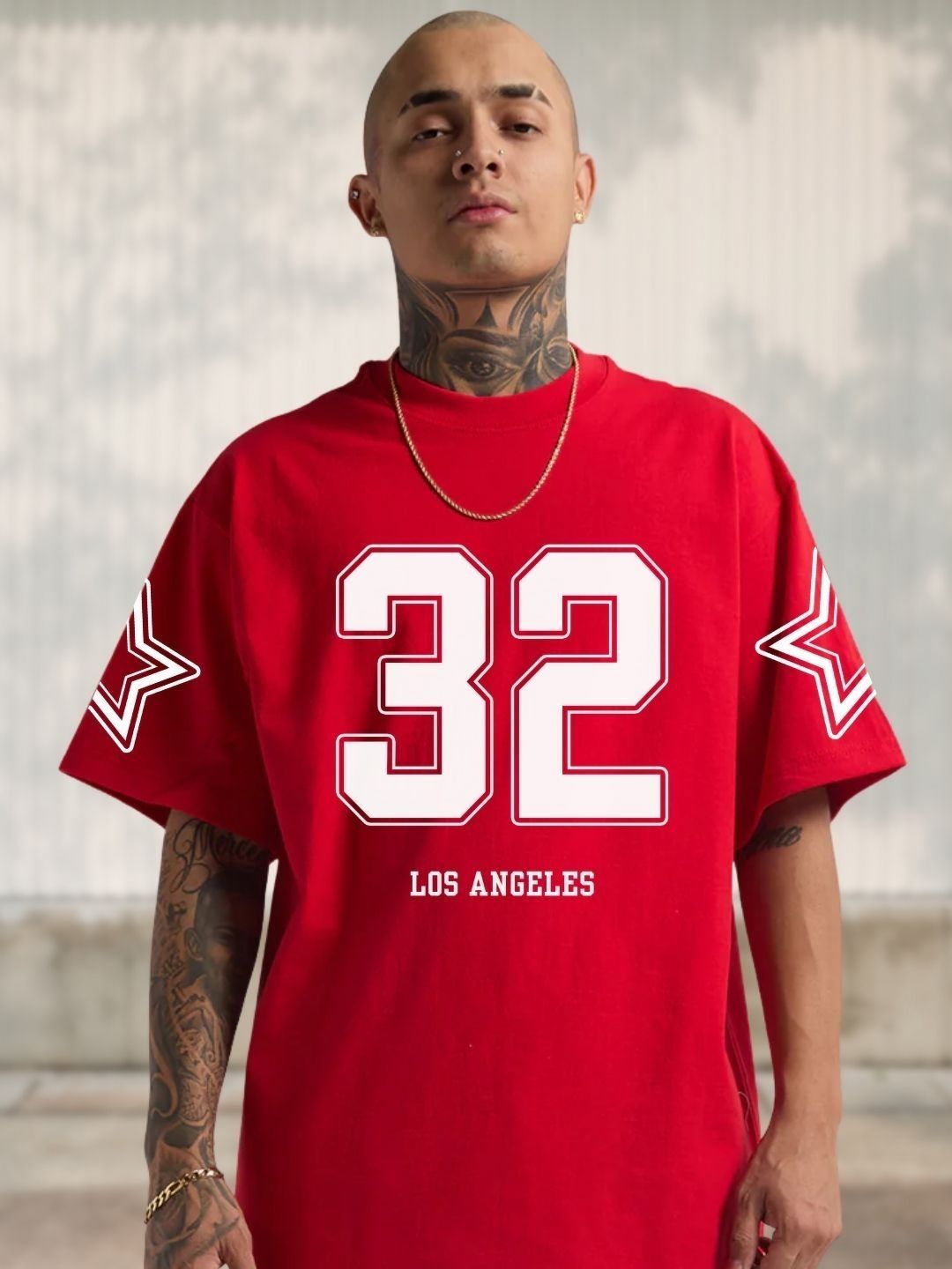 Cool Plus Men Varsity Printed Round Neck Cotton Oversized T-shirt