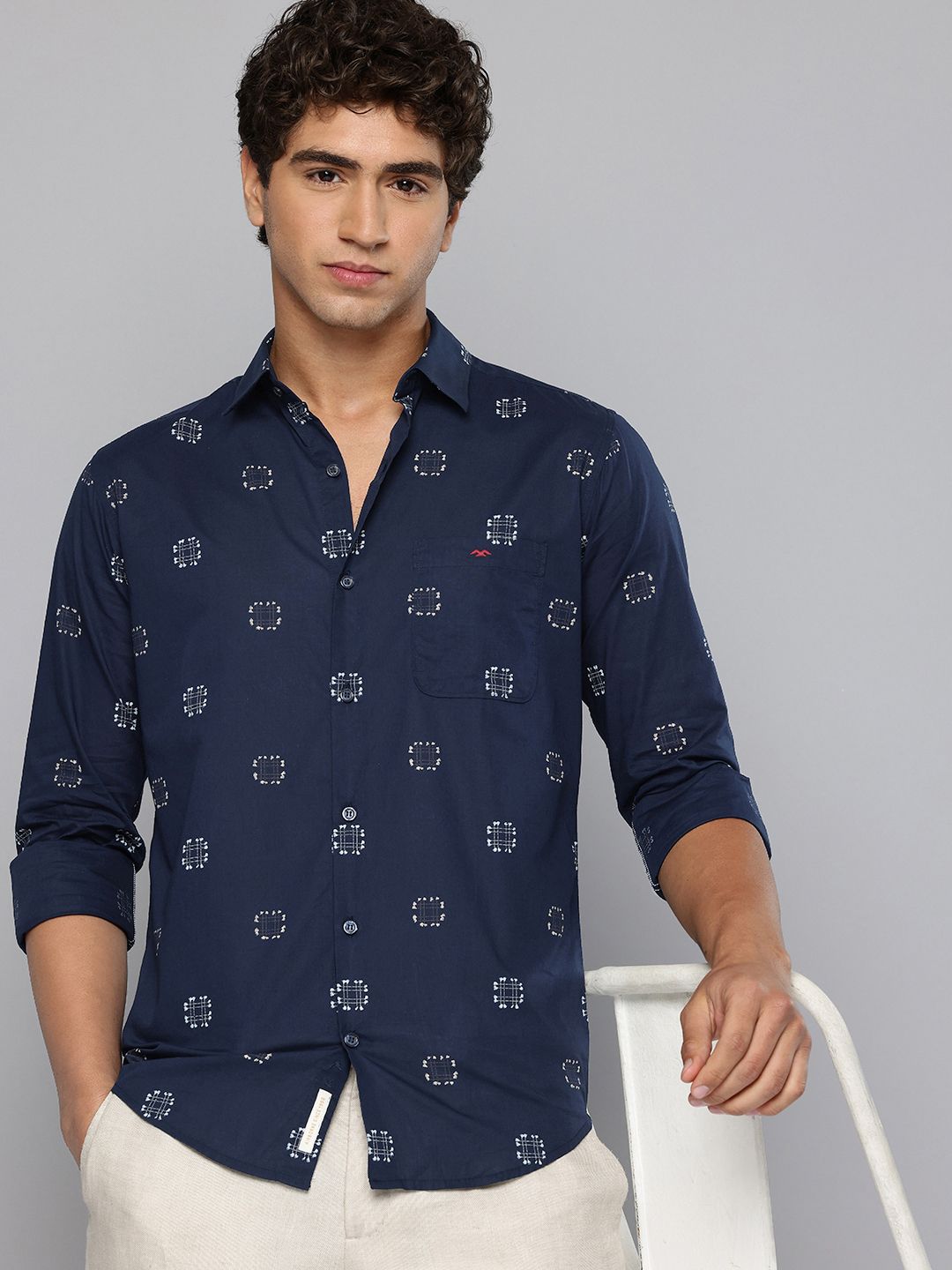 Mufti Mufti Slim Fit Printed Pure Cotton Casual Shirt