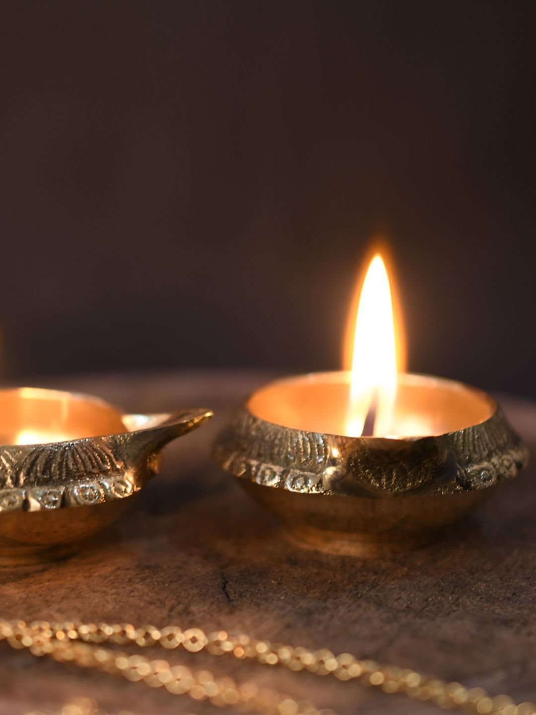CraftVatika Yellow 2 Pieces Textured Diyas