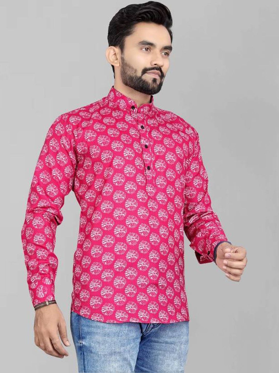Acnos Men Pink Kurtas