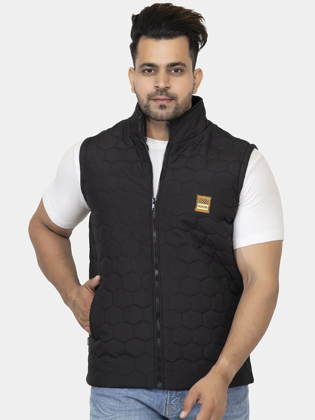 STYLOPLEX Men Black Casual Solid Gilet Jacket