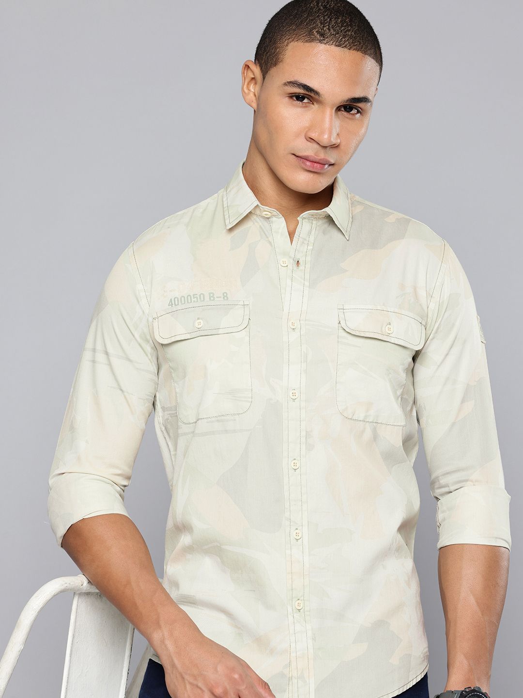 Mufti Mufti Slim Fit Camouflage Printed Pure Cotton Casual Shirt