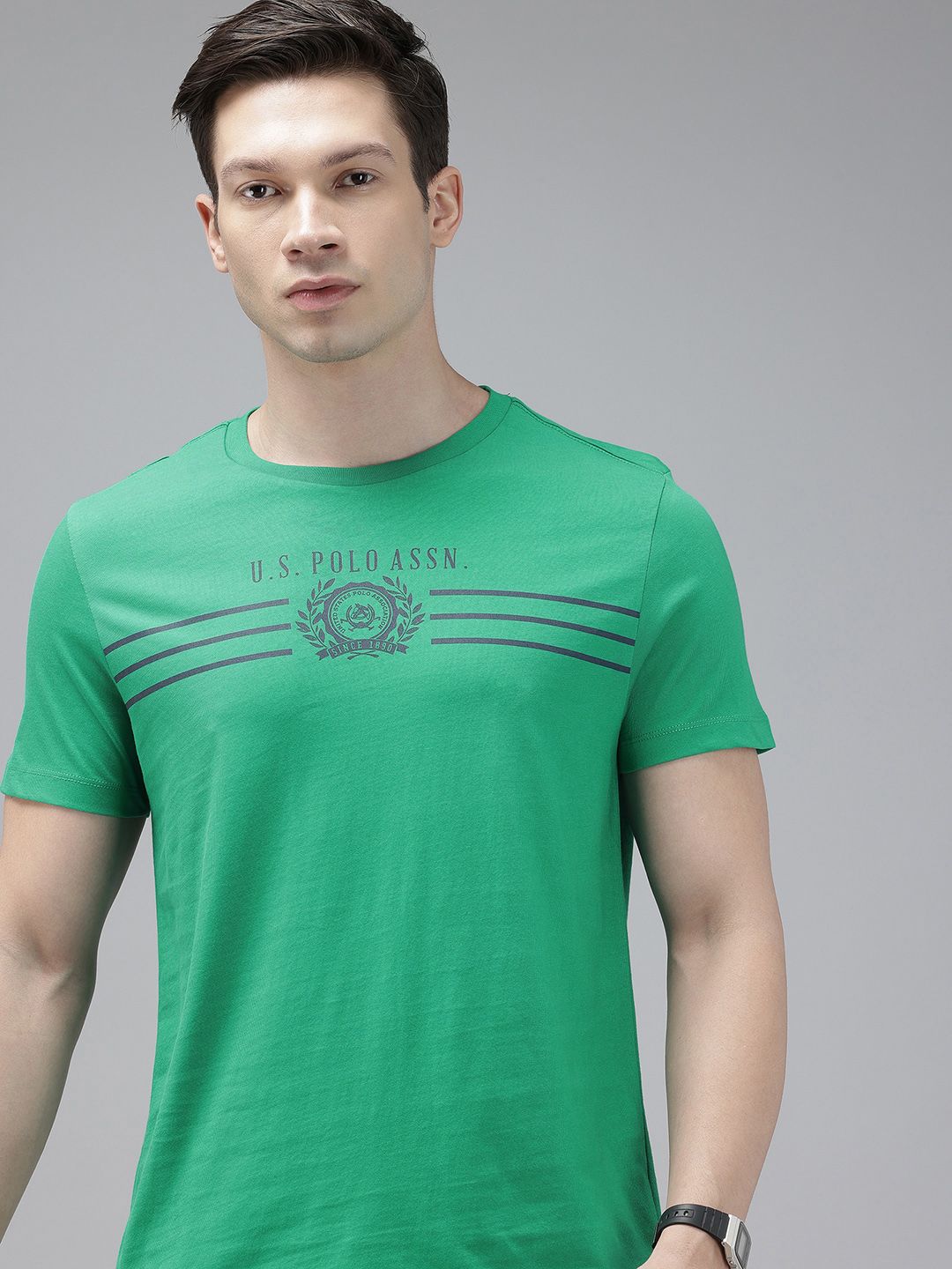 U.S. Polo Assn. Brand Logo Printed Pure Cotton Slim Fit T-shirt