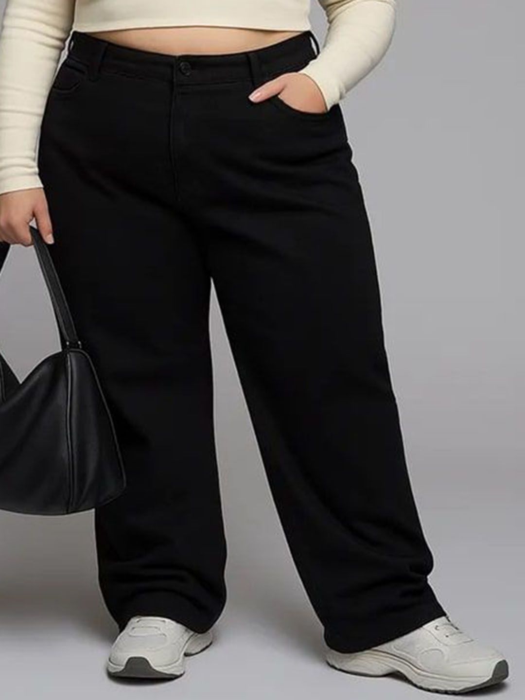 Aadvi Fashion Women Smart Wide Leg High-Rise Low Distress Stretchable Jeans