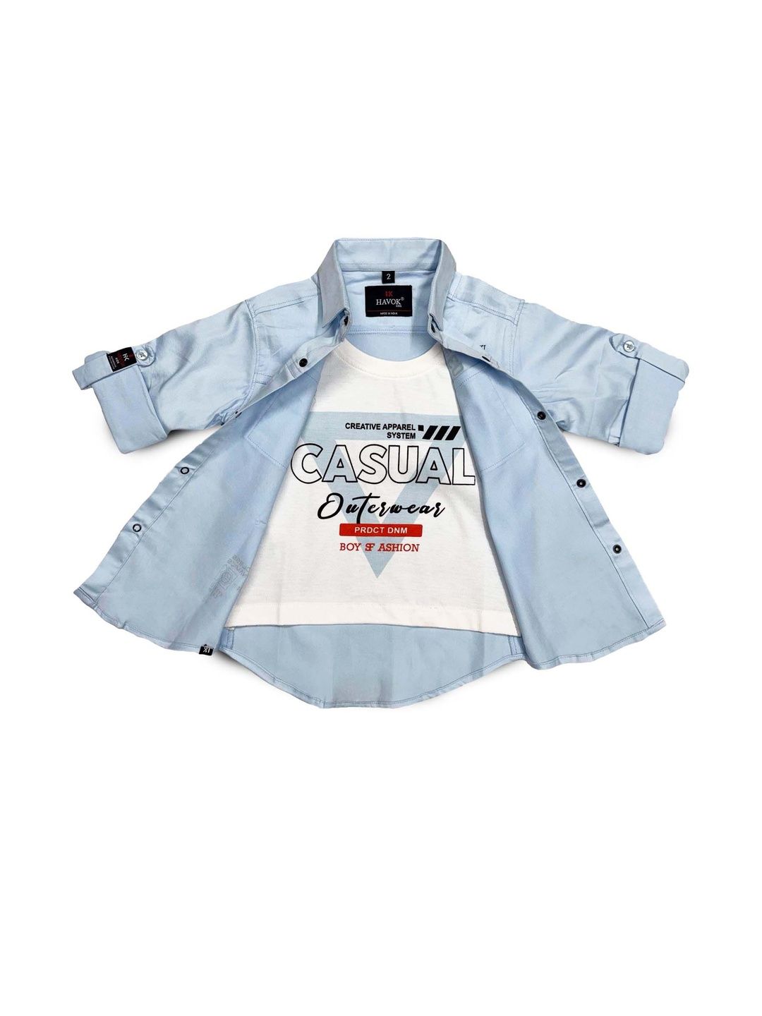 Havok kids Boys Spread Collar Shirt With T-shirt