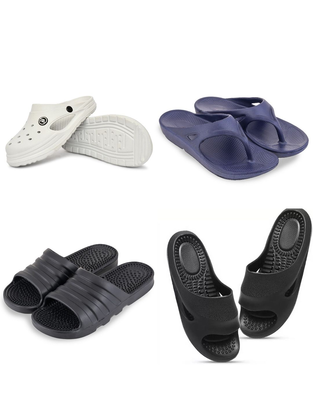 Feel alive Set Of 4 Ultra-Comfortable & Lightweight Thong Flip-Flops & Sliders