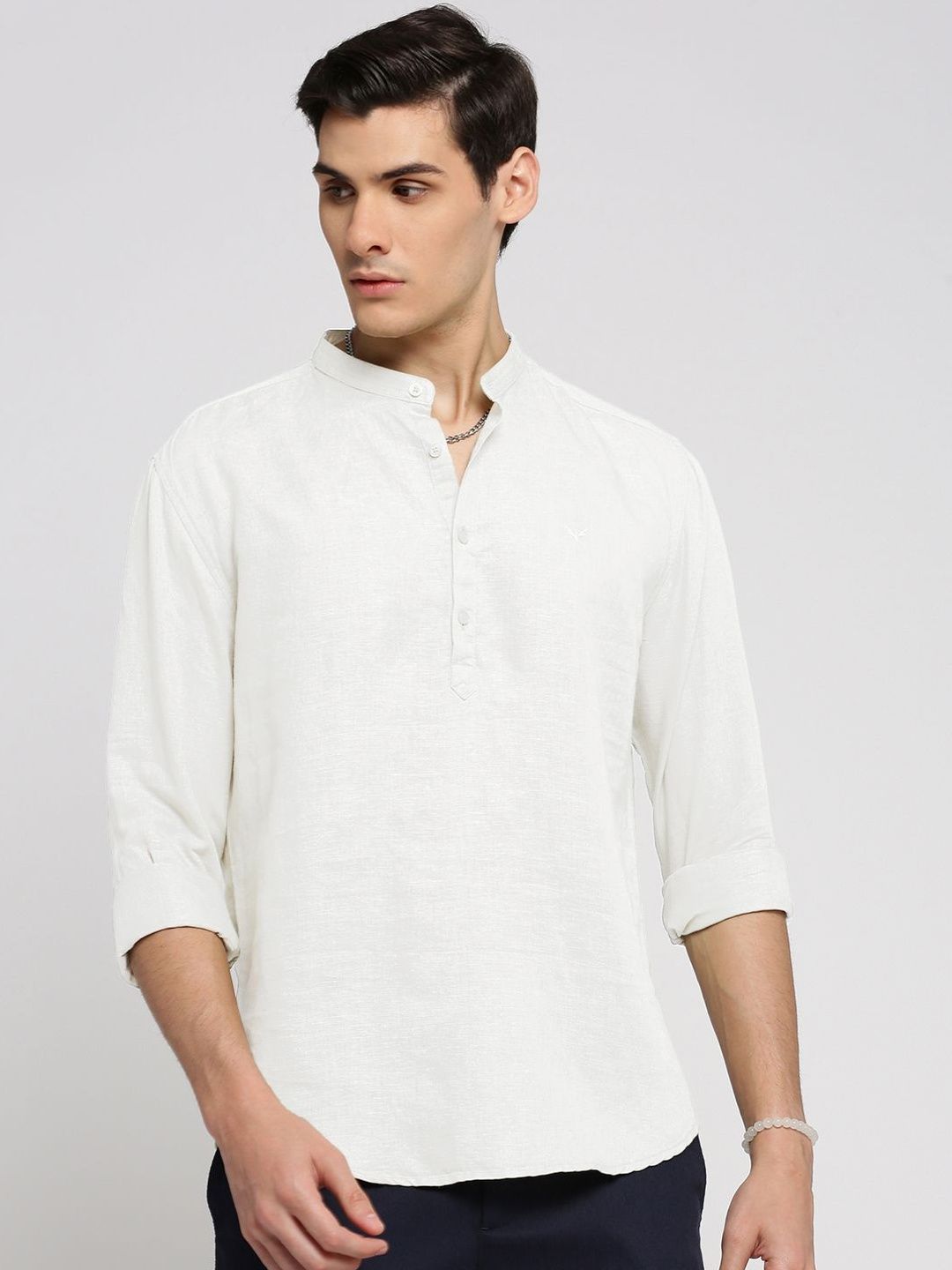 SHOWOFFFF SHOWOFFFF Men Solid Linen Casual Shirts