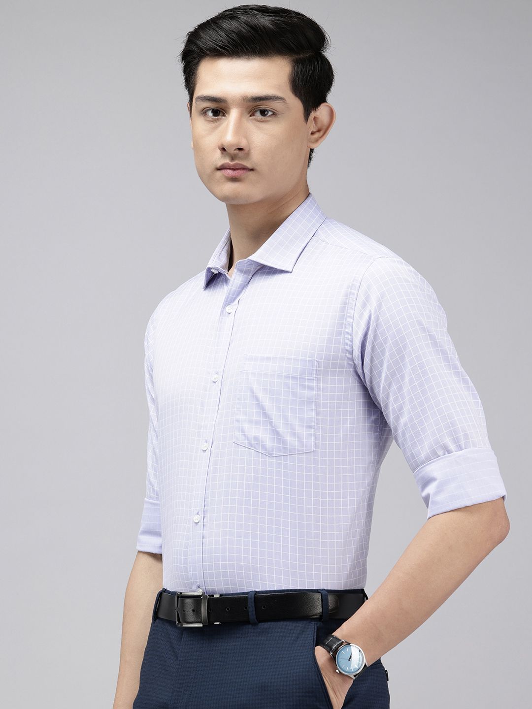 Park Avenue Slim Fit Grid Tattersall Checked Formal Shirt