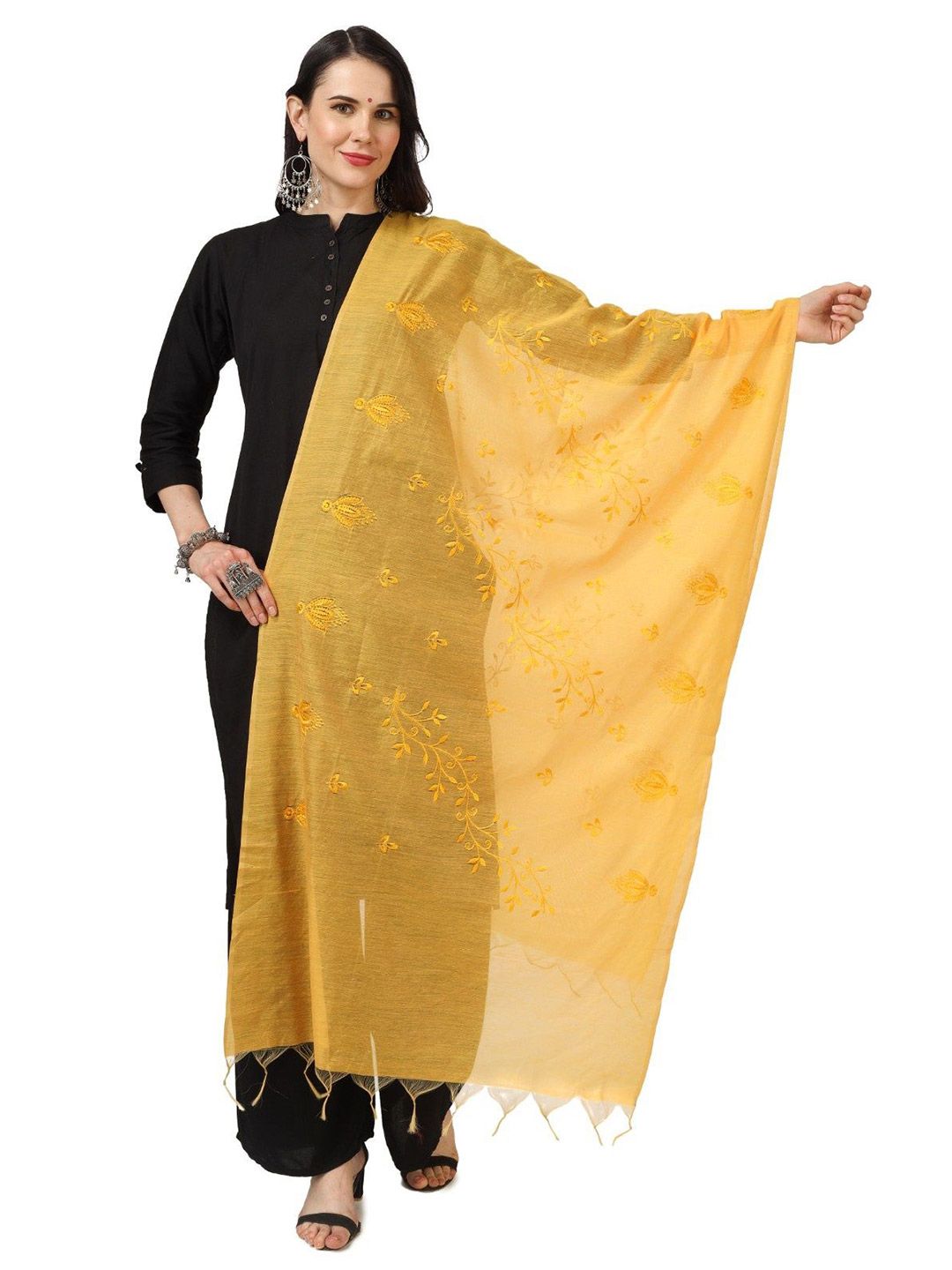 A R SILK DUPATTA HUB A R SILK DUPATTA HUB Ethnic Motifs Embroidered Cotton Dupatta With Thread Work