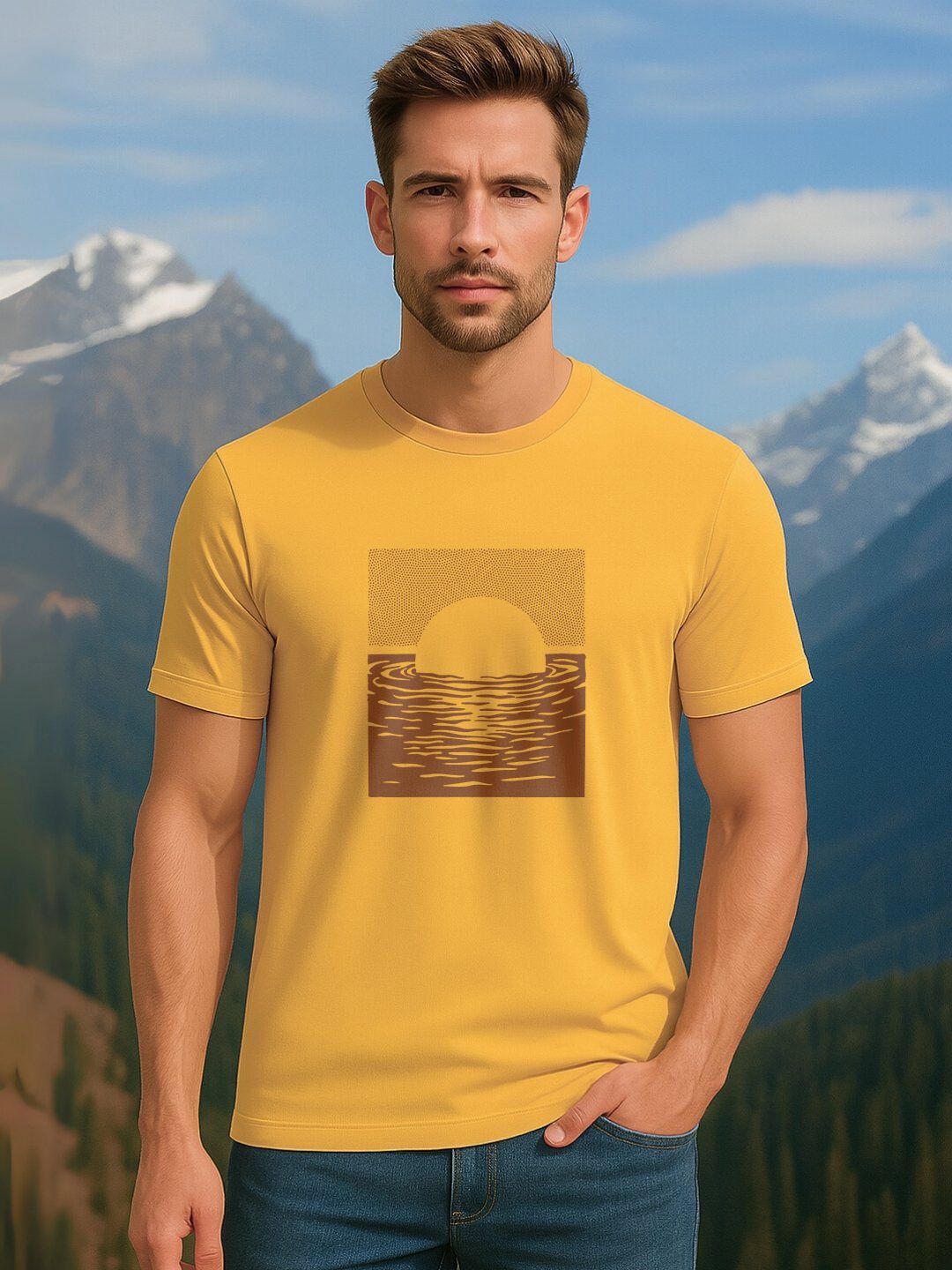 NOBERO Graphic Printed Pure Cotton Round Neck T-shirt