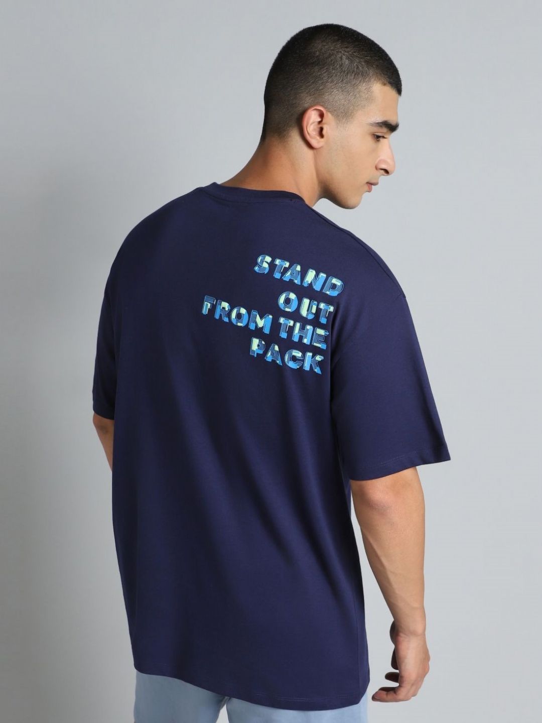 CULT Men Navy Cult Graphic Oversized Fit T-shirt