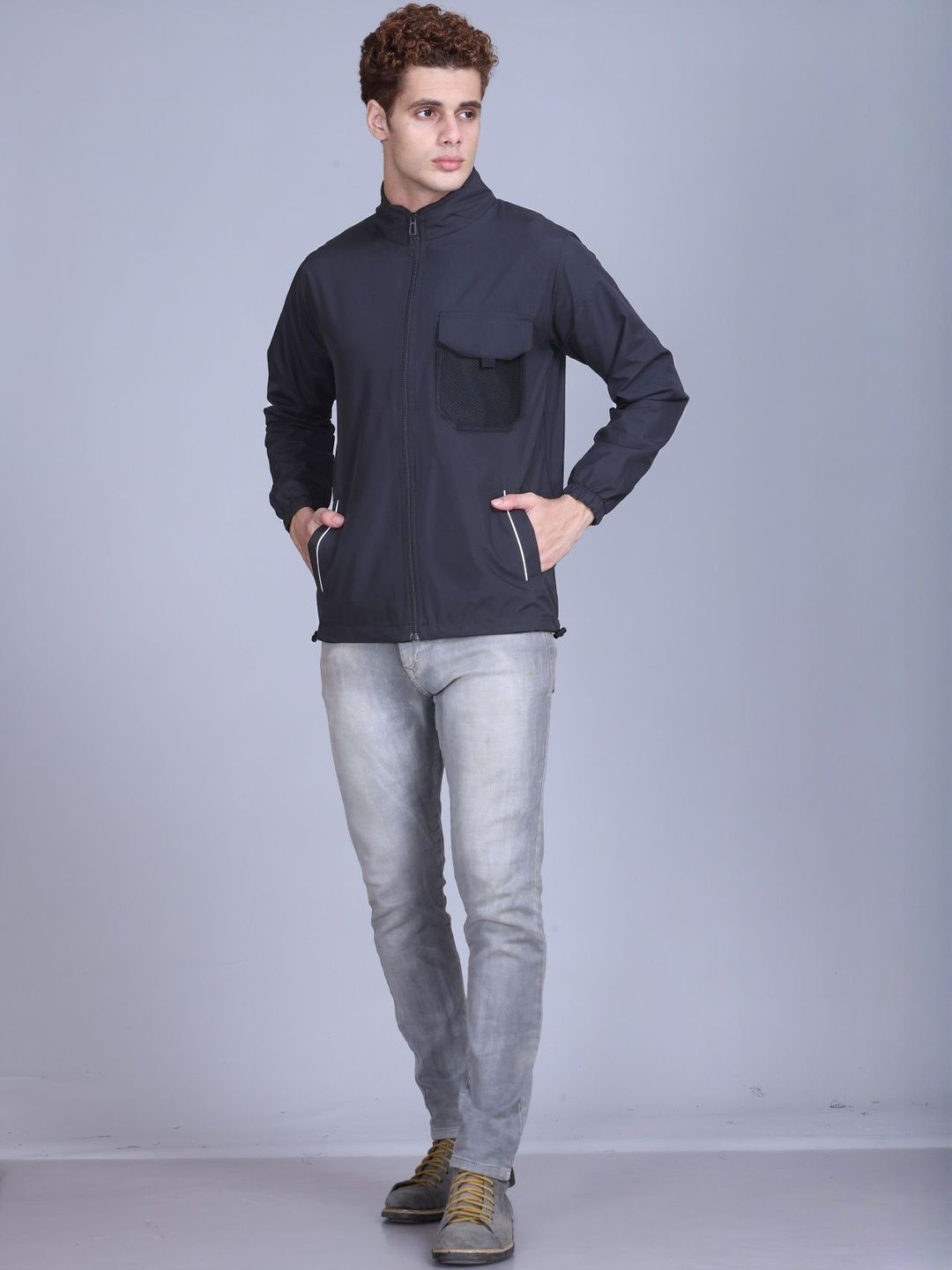 Roadster Men Windcheater Training or Gym Open Front Jacket