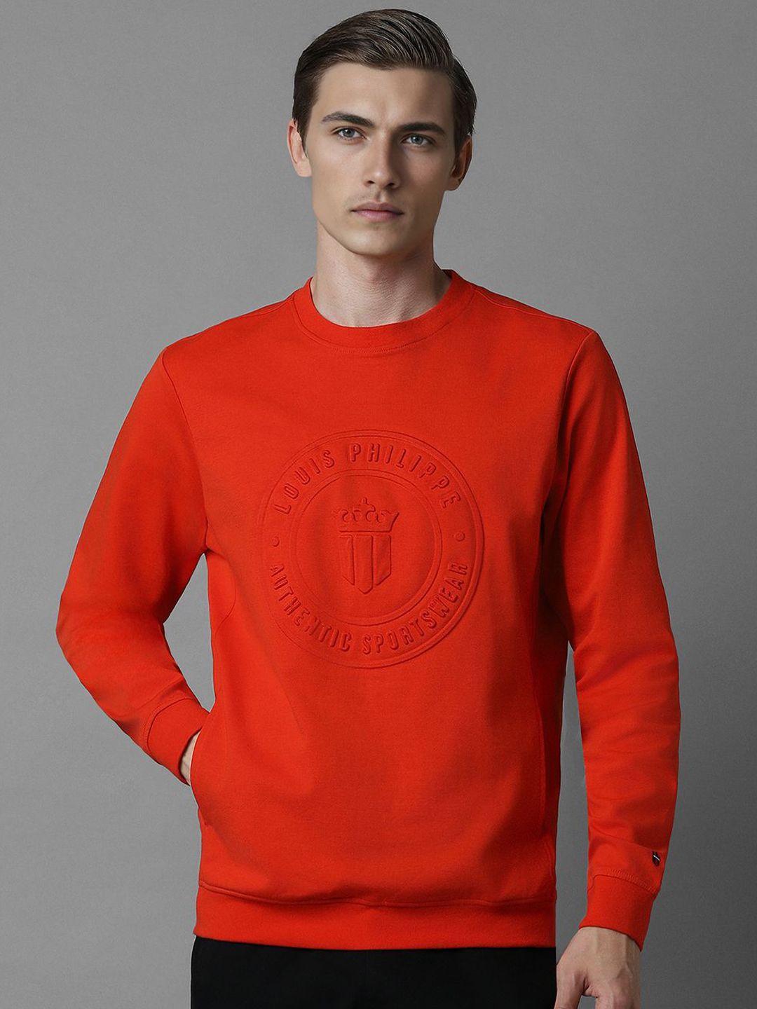 Louis Philippe Sport Men Printed Round Neck Sweatshirt