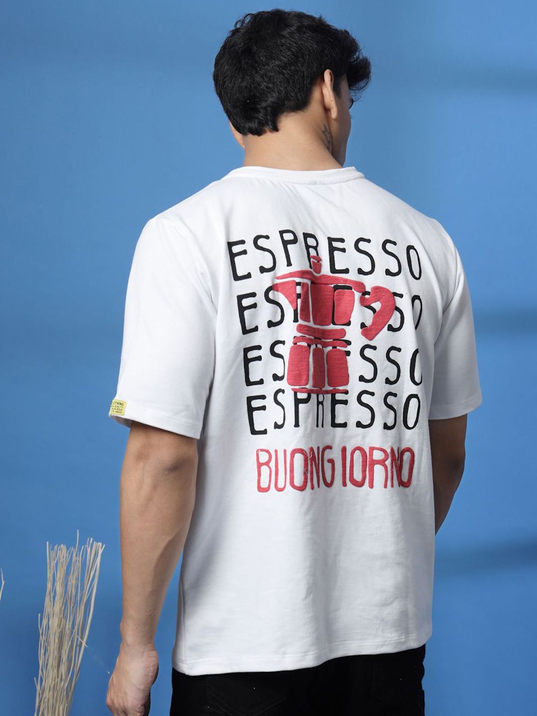 Rigo Unisex Typography Printed Drop-Shoulder Sleeves Cotton Oversized T-shirt