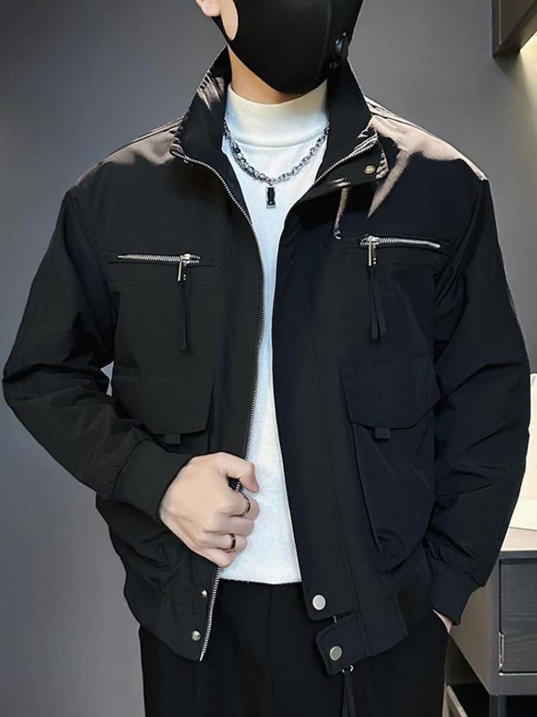 StyleCast Stand Collar Open Front Jacket