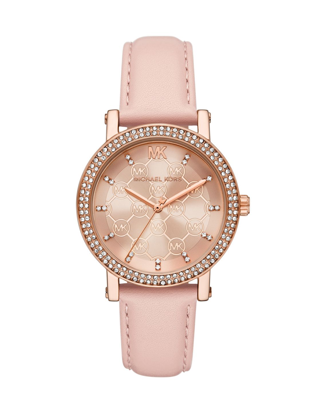 Michael Kors Michael Kors Women Corey Embellished Leather Straps Analogue Watch MK7552I
