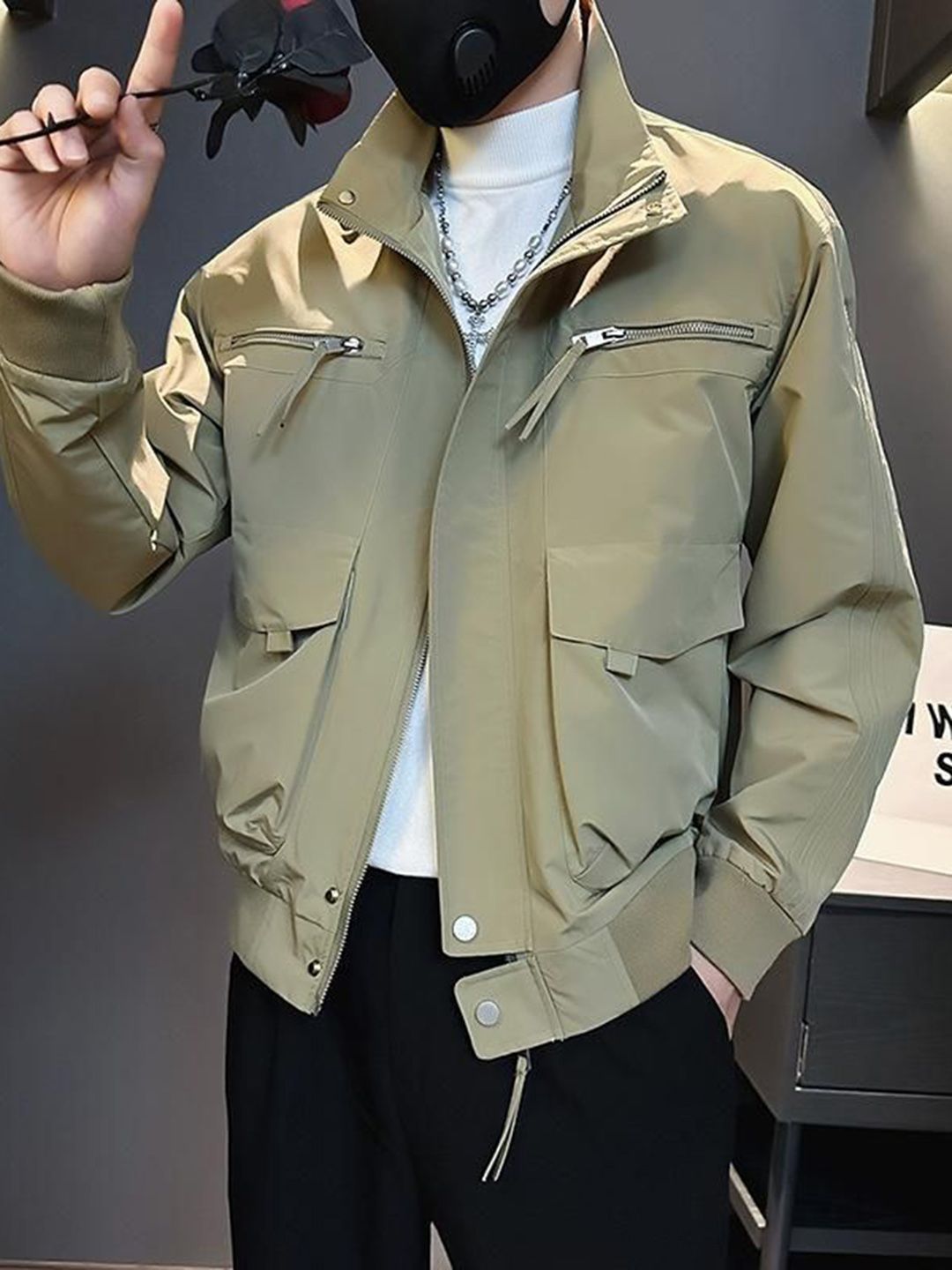 StyleCast Stand Collar Open Front Jacket