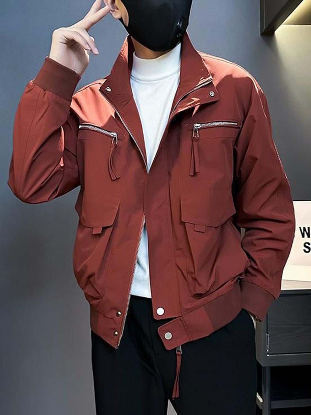 StyleCast Stand Collar Open Front Jacket