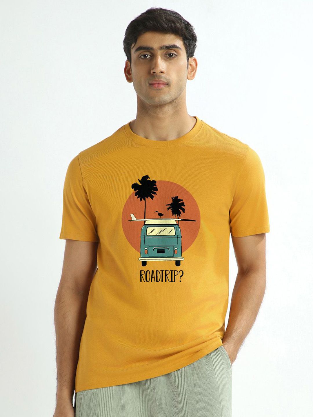 NOBERO Graphic Printed Pure Cotton Round Neck T-shirt