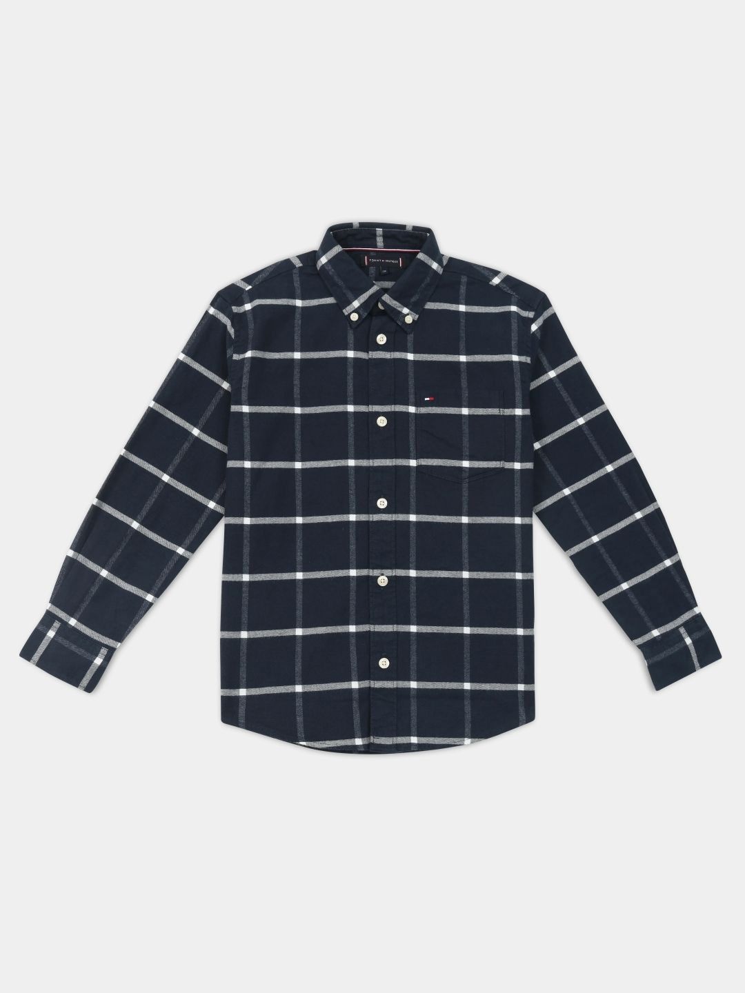 Tommy Hilfiger Tommy Hilfiger Boys Other Checks Checked Spread Collar Cotton Shirt