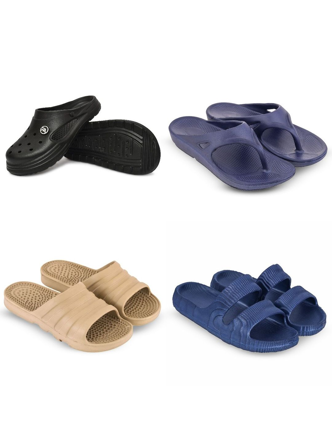 Feel alive Men Set Of 4 Ultra-Comfortable Lightweight Flip Flops